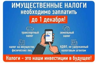 Срок уплаты имущественных налогов физическими лицами за 2025 год - не позднее 1 декабря 2026 года